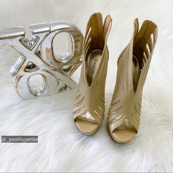 bebe Shoes - Bebe nude mesh booties heel